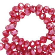 Top faceted beads 8x6mm disc Raisin Torte Red-Amber Coating