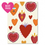 Jewellery cards "sacred hearts" Off White-Red-Orange