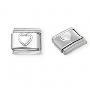 Stainless steel charms for italian bracelet heart with strass Silver-Crystal