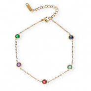 Stainless steel anklets crystal Gold
