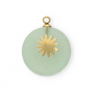 Stainless steel charms sun Gold-Green Ash