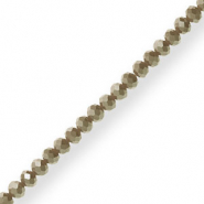 Top faceted beads 4x3mm disc Olive Green-Pearl Shine Coating