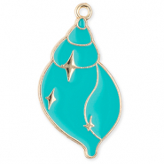 Metal charms shell Gold-Turquoise
