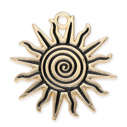 Metal charms sun with spiral Gold-Black
