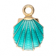 Metal charms shell Gold-Teal Green