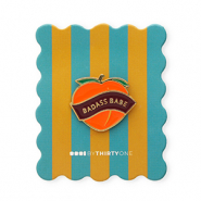 BY31&reg; Pin "Badass babe" on card Teal Blue-Burnt Orange-Salmon Pink-Bordeaux-Gold