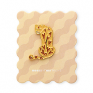 BY31&reg; Pin leopard on card Beige-Brown-Red-Gold
