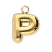 Stainless steel charms letter P Gold