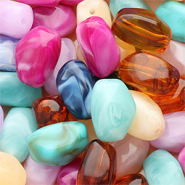 Acrylic beads rectangle Multicolour-Marble
