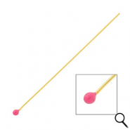 BY31® Stainless steel findings headpins with ball 70mm Gold-Magenta Pink