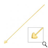 BY31® Stainless steel findings headpins with heart 70mm Gold