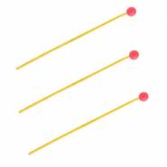 BY31® Stainless steel findings headpins with ball 35mm Gold-Red