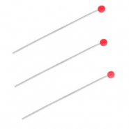 BY31® Stainless steel findings headpins with ball 35mm Silver-Red
