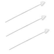 BY31® Stainless steel findings headpins with heart 35mm Silver