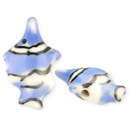 Beads ceramic clownfish Blue-Off White-Black