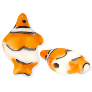 Beads ceramic clownfish Orange-Off White-Black