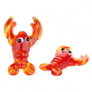 Handmade glass beads lobster Red-Transparent Orange