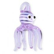 Handmade glass charms octopus Transparent Light Purple