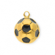 Stainless steel charms football Gold-Black