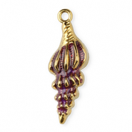 Stainless steel charm enamel shell Gold-Purple