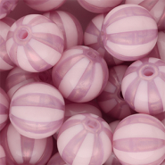 16 mm DQ&reg; acrylic beads with stripes Vintage Pink
