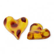 Acrylic cabochons heart with leopard print Amber Brown