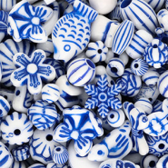 Acrylic beads mix White-Delft Blue