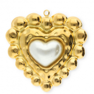 Stainless steel charms heart Gold-White