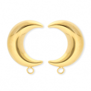 BY31&reg; Stainless Steel findings earrings&nbsp;/&nbsp;earpins moon with loop Gold