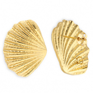 BY31&reg; Stainless Steel findings earrings&nbsp;/&nbsp;earpins shell with loop Gold