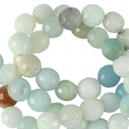 Natural stone beads Chalcedony (Quartz) 4mm faceted polished Multicolour Turquoise Blue