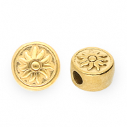 Stainless steel beads disc with sun Gold