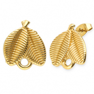 Stainless steel findings earrings / earpin leafs with loop Gold