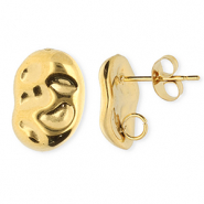 Stainless steel findings earrings / earpin oval with loop Gold