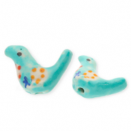 Beads ceramic bird Turquoise-Multicolour