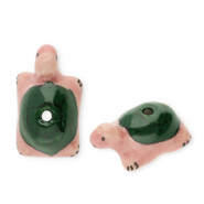 Beads ceramic turtle Dark Green-Vintage Pink-Black
