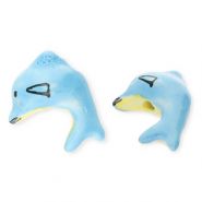 Beads ceramic dolphin Blue-Yellow-Black