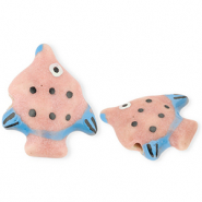 Beads ceramic fish Vintage Pink-Blue-Black