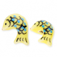 Beads ceramic fish Yellow-Blue-Black