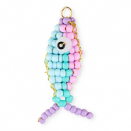 BY31&reg; Glass seed beads charms fish Pastel Lilac-Light Blue-Turquoise-Lavender-Gold