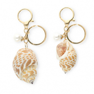 Keychain shell with pearl Copper Brown-Gold