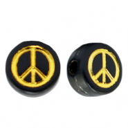 Acrylic letter beads peace Black-Gold