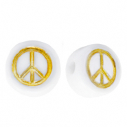 Acrylic letter beads peace White-Gold