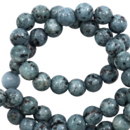 Natural stone beads Dalmatian Stone 6mm Teal Blue Anthracite