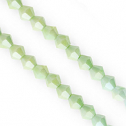 Top faceted beads bicone 6mm Multicolour Green-AB Coating