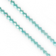 Top faceted beads bicone 4mm Cyan Blue-AB Coating