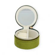 Jewellery travel box with mirror round Olive Green