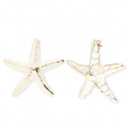 Trendy earrings&nbsp;/&nbsp;earpins enamel starfish with stainless steel post Gold-White