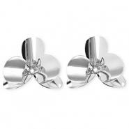 Statement earrings / earpins flower with stainless steel post Silver