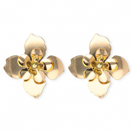 Statement earrings / earpins flower with stainless steel post Gold
